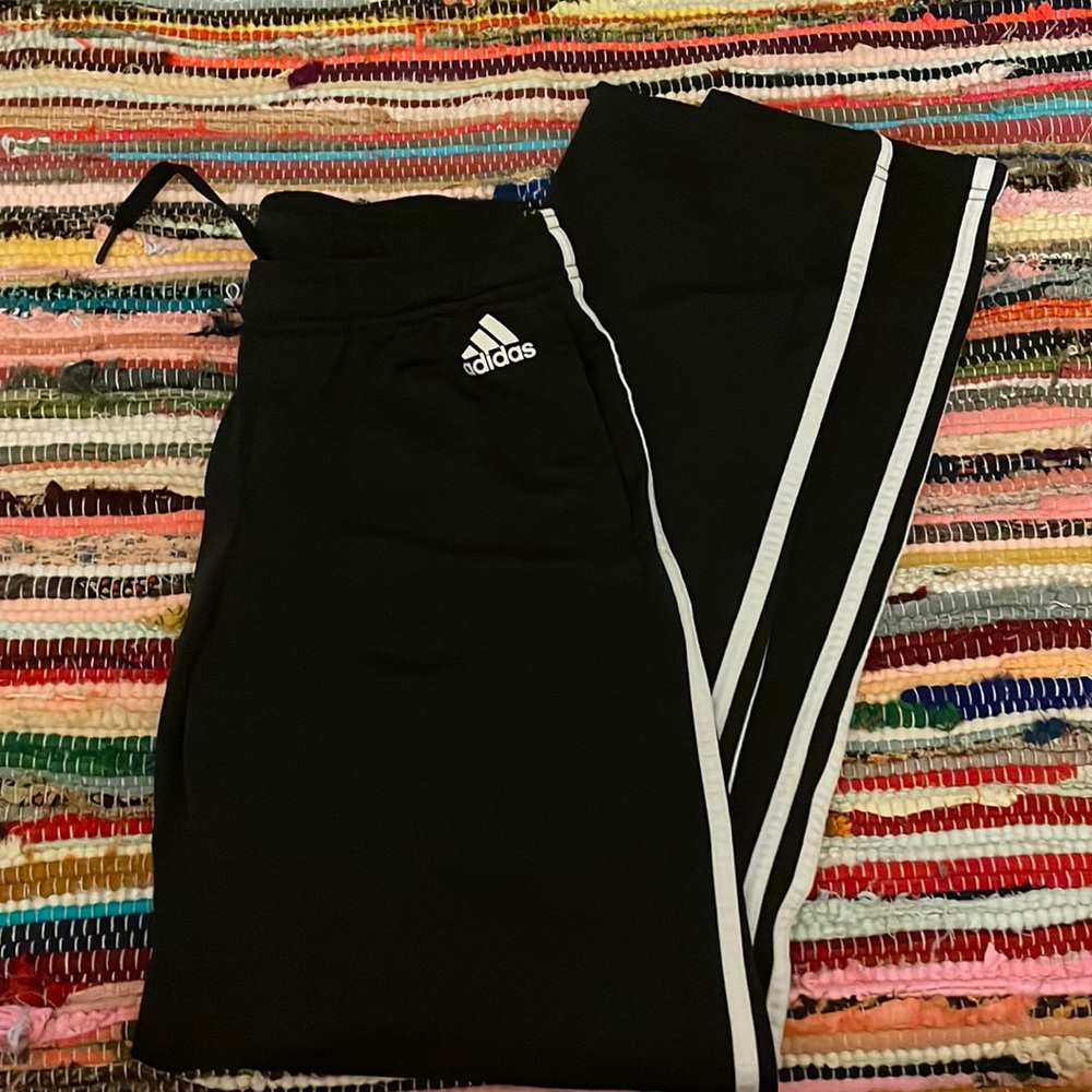 Black striped adidas sweat pants